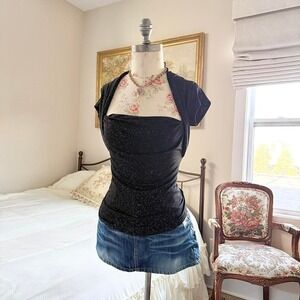 y2k black sparkle top  y2k studio 1940 black sparkle top size small